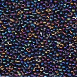 Matsuno Peanut Beads 2x4mm (P2748-FAB) Opaque Black Matte Rainbow