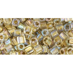 TOHO Cube 3mm (#262) Inside-Color Crystal/Gold Lined