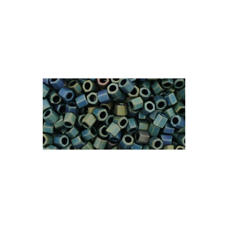 TOHO Hexcut 8/0 (#84F) Frosted Metallic Iris Green/Brown