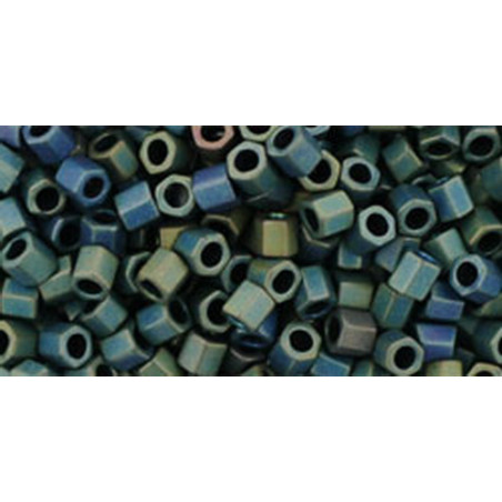 TOHO Hexcut 8/0 (#84F) Frosted Metallic Iris Green/Brown