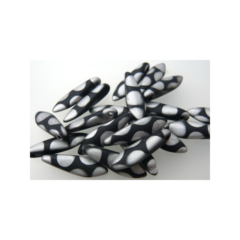 Dagger 5x16 mm Jet Silver Dot, 20 St.