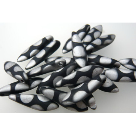Dagger 5x16 mm Jet Silver Dot, 20 St.